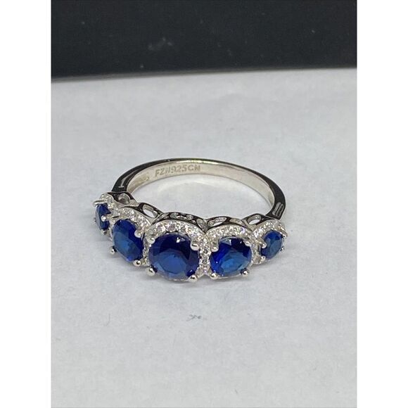 SRG388SP Simulated Sapphire Ring Dark Blue in Sterling Silver MSRP $135 JW68 - Picture 5 of 7